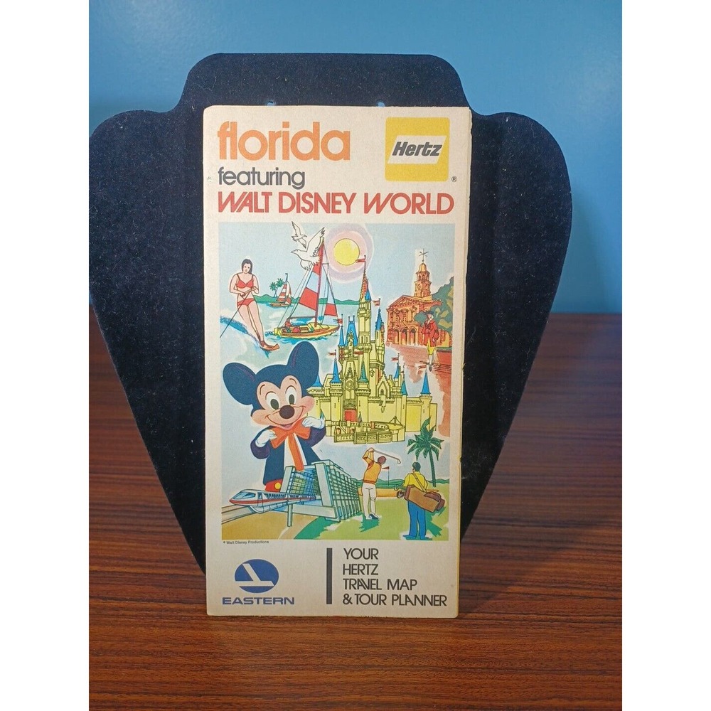 Vintage 1972 Hertz Florida Featuring Walt Disney World Travel Map & Tour Planner
